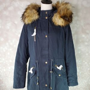 Bellivera Women's Twill Parka Jacket with Faux Fur